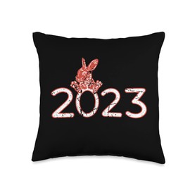 2023 Chinese New Year Zodiac Gifts And Apparel Rabbit 2023 Chinese New Year Family Matching Throw Pillow, 16x16, Multicolor