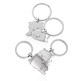 TYGFRT 4 Pieces Metal Keychains, Bear Keychains, Dog Keychains, Cute Bear Pendants, Puzzle Keychains, Couple And Friendship Keychains