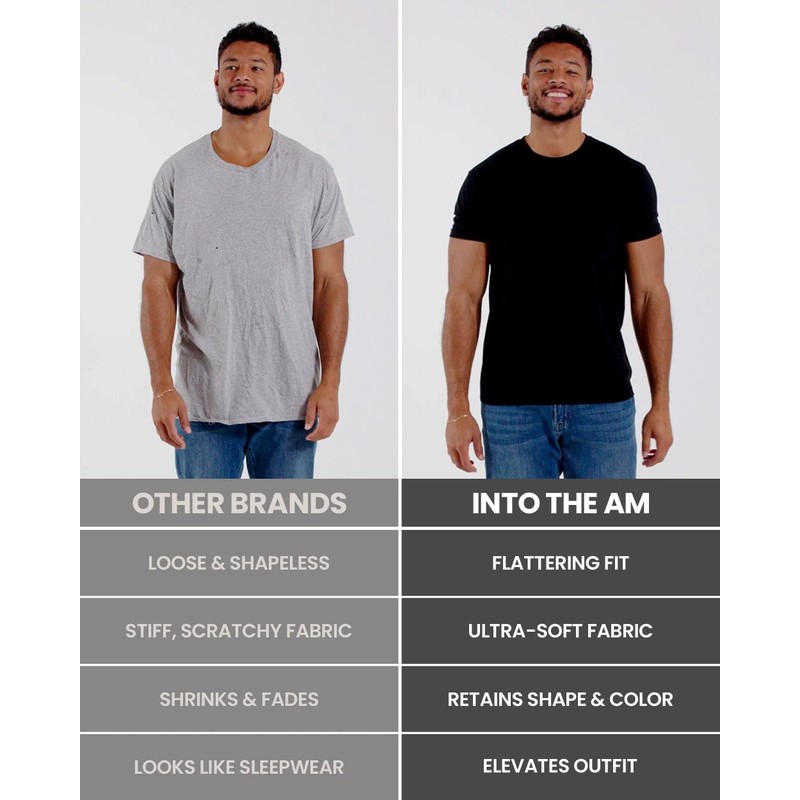 INTO THE AM Men's Plain Basic Tees - Fitted Essential