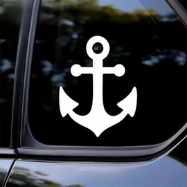 2PC 3.94"x5.12" Vinyl Anchor Silhouette Decal for Cars, Laptops & More - Self-Adhesive Bumper Sticker for Windows, Doors & Walls, Truck, Motorcycle Decal | BZ18 (White)