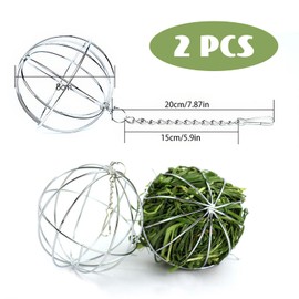 Norhogo Pack of 2 Stainless Steel Feeder Ball, Feeder Toy with Hanging Hooks, Stainless Steel Rodent Feeder Ball, Hay Ball for Hanging for Guinea Pigs, Hamsters, Rabbits, Rodents for 8 cm