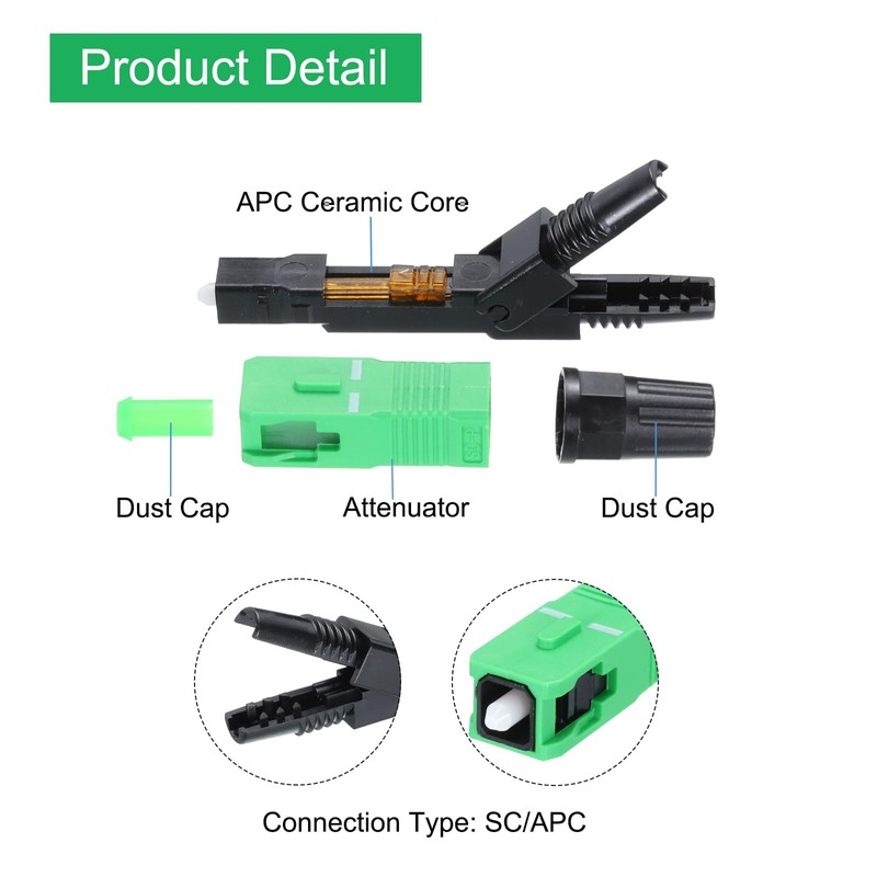 QUARKZMAN SC/APC Fiber Optic Quick Connectors Single Mode Embedded SC