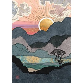 Bug Art Blank Greeting Card - Scenic Range - Mountain Sunset