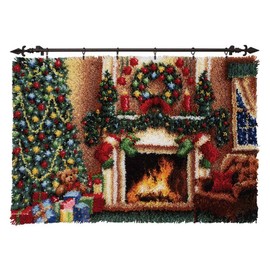 Latch Hook Rug Kit, DIY Rug Making Kit for Adults Kids, Christmas Closet Rug Making Kits, Cross Stitch Kit Carpet Making Cushion Needlework for Beginners, Home Decor, Christmas Closet 60x42 cm