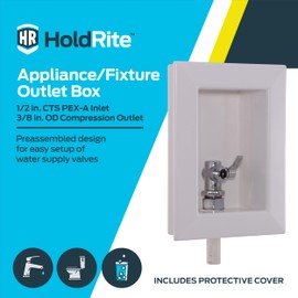 Holdrite Appliance Fixture Outlet Box with 3/8 Inch OD Compression Outlet, Pre-Assembled, PEX Tailpiece, HR-AF-P-1