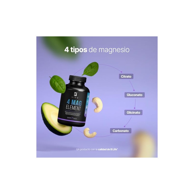 B Life Fórmula Pura de 4 Magnesios con 70 Cápsulas