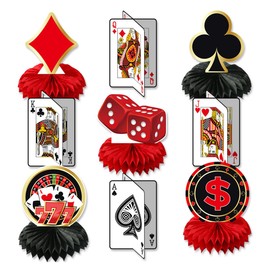 YUEcthynous Casino Poker Party Decoration Honeycomb Ornament, Birthday Party Decorations Poker Honeycomb Casino, Casino Party Decorations for Birthday Party Accessories