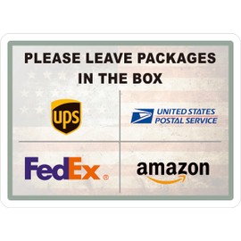Package Delivery Sign Sticker PVC, Easy Apply, No drill, Porch Sign Decal, 8 inches - Front Door Sign, Please Leave Packages in the Box Door (Flag)