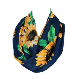 etwoa del color azul marino patrón de girasol infinity bufanda Círculo Bucle Bufanda