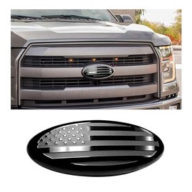 Front Grille US Flag Emblem, 9 Inch Oval Rear Tailgate Decal Badge Nameplate, Central Mesh Cover Label Sticker Overlay Replacement Compatible with F15