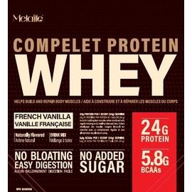 MetaLife Complete Whey Protein Powder – French Vanilla – 24g Good Protein per Serving, 5.8g BCAAs, No Added Sugar, Easy Digestion, Gluten-Free, GMO Free, 714 G (21 Servings) – Made in Canada