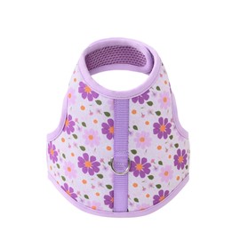 Mile High Life Dog Harness, Air Mesh Floral Vest Harness for 20 lbs Small Dogs & Cats, Easy Get on Adjustable Easy Closures Both Neck and Chest (Purple Flower, S Chest 16"-18")