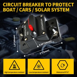 Bolipoeq 60Amp Circuit Breaker DC 12V-48V for Marine Boat Trolling Motor Automotive RV Trailer Car Solar System Battery Disconnect with Manual Reset Switch, IP67 Waterproof (Pack of 2)