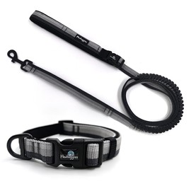 Pawhuggies Gradient Color Dog Collar and Leash Set for Large Dog, Breathable Adjustable Dog Leash and Collar Set, Large Dog Collar and Dog Leash, for Daily Outdoor Walking Running, Gradient Grey