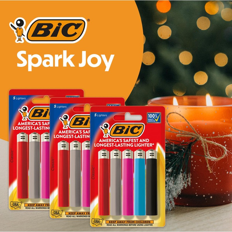 BIC Maxi Pocket Lighters, Reliable Candle Lighters for Holiday Festivities,