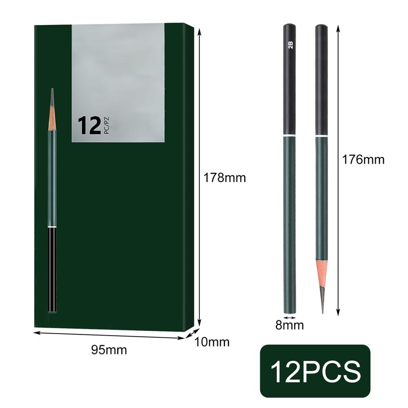 Kzouenzu Pencil Set [12 Pieces], 2H F HB B 2B