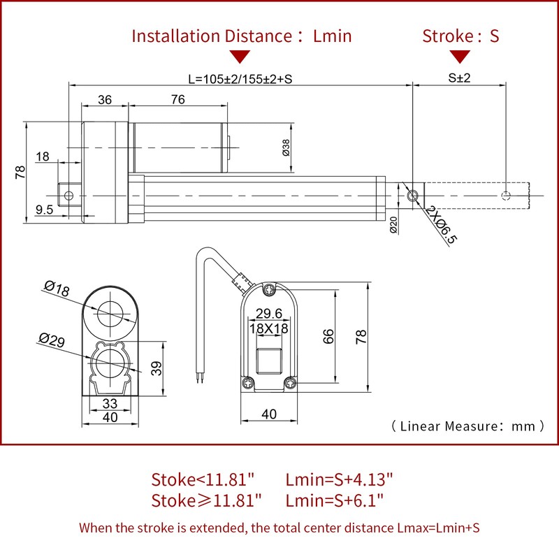 Stroke 200mm 7.87" 220 lbs High-Speed 0.47"/sec 12v Volt Electric