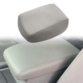 NLQR Center Console Lid Armrest Cover Replacement Microfiber Leather Gray Compatible with Toyota Highlander 2008 2009 2010 2011 2012 2013