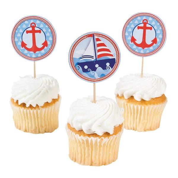 Fun Express Nautical Sailor Theme Cupcake Picks - 25 ct