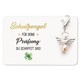 BOOMTOP Lucky Charm Exam Key Fob Clover Guardian Angel Good Luck Exam Passed Gift Du Schaffst Das Engel Passed Exam Gift Four Leaf Clover Lucky Gifts