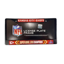 Super Bowl LVIII Champions Kansas City Chiefs Premium 2 Screw License Plate Frame - Show Your Team Pride Tailgating & Around Town - Black Background with Team Colors Complements Any Truck, SUV, Car