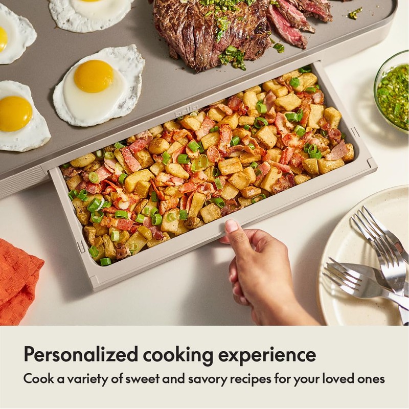 bella 12" x 22" Electric Griddle with Warming Tray, EverGood™