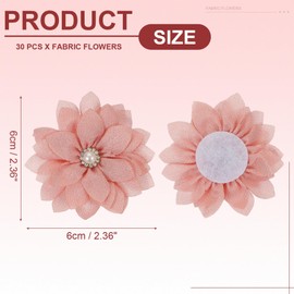 PATIKIL Fabric Flowers, 30 Pcs 2" Rhinestone Pearls Sewing Fabric Flowers for DIY Crafts Appliques Wedding Birthday Party Decoration, Pink