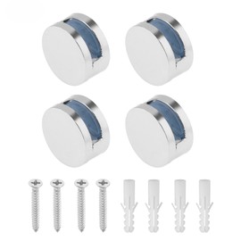 4 Pack Zinc Alloy Frameless Mirror Mounting Hardware Kit - Heavy Duty Bathroom Mirror Holder Brackets Clips Glass Fitting Clamps for 4-7mm Glass with Chrome Finish, Includes Screws & Anchors