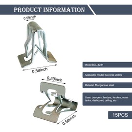 jokormo 15 PCS Car Panel Clips, 0.47In x 0.62In Waterproof Metal Multi-Functional Vehicle Lift Gate Trim, Universal U-Shaped Automotive Fastener Accessories for Cars Trucks SUVs (Silver)