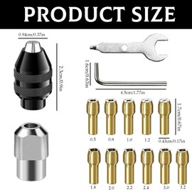 16 Pieces Chuck Collet Kit,Multi Chuck Set for Dremel Collet Nut Kit,Brass Collets Set 0.5-3.2mm，Quick Change Accessory Compatible with Dremel（8200 7700 4000 3000）
