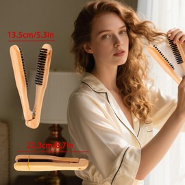 Flomiara Wildschweinborsten Klammer Haarglätter Bürste Kamm Entwirrer Doppelseitiges Styling-Werkzeug zum Glätten, natürliches glattes Haar, Balance-Öl, Lncrease Volumen, keine Beschädigung Qualität