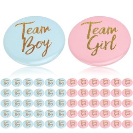 Niiyen Pack of 60 Gender Reveal Button Pins Team Boy Girl Boy Girl Pinback Button Pins Metal Badge Pins Round Decorative Pins for Baby Shower Party Gifts Birthday