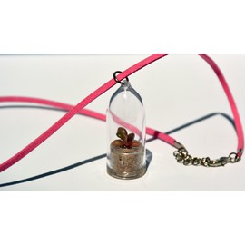 Flower Necklace Terrarium Live Succulent - Pinky - Live Cacti Succulent Plant Necklace Keychain- Living Plants Neckalce Terrarium Capsule - Boo-Boo Plant (Pinky, 18" Necklace Suede Pink)