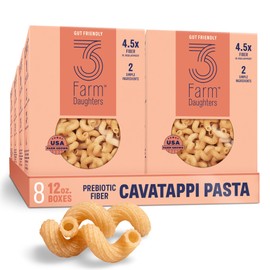 Three Farm Daughters High Fiber Pasta Cavatappi Pack, Low GI, Non GMO Cavatappi Pasta Noodles, Low Net Carb, Made in the USA, 12 oz. (8 Pack)