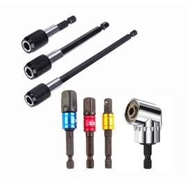 TSUCIA Impact Driver Bit Magnetic Hex Bit Set, Set of 3, Hex Bit Extension, Insertion Angle 0.25/0.5/0.5 inches (6.35/9.5/12.7 mm), 105 Degree 1/4 Inch Hex Drill Bit, Electric Screwdriver, Socket Adapter (Set of 7)