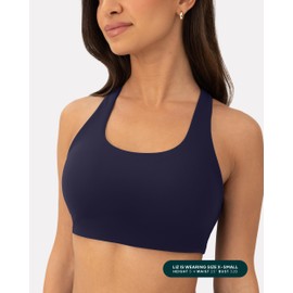 PAVOI ACTIVE Criss Cross Back High Impact Sports Bras for Women - High Support Scoop Neck Padded Workout Bra - FlexFlow, Medium, Twilight