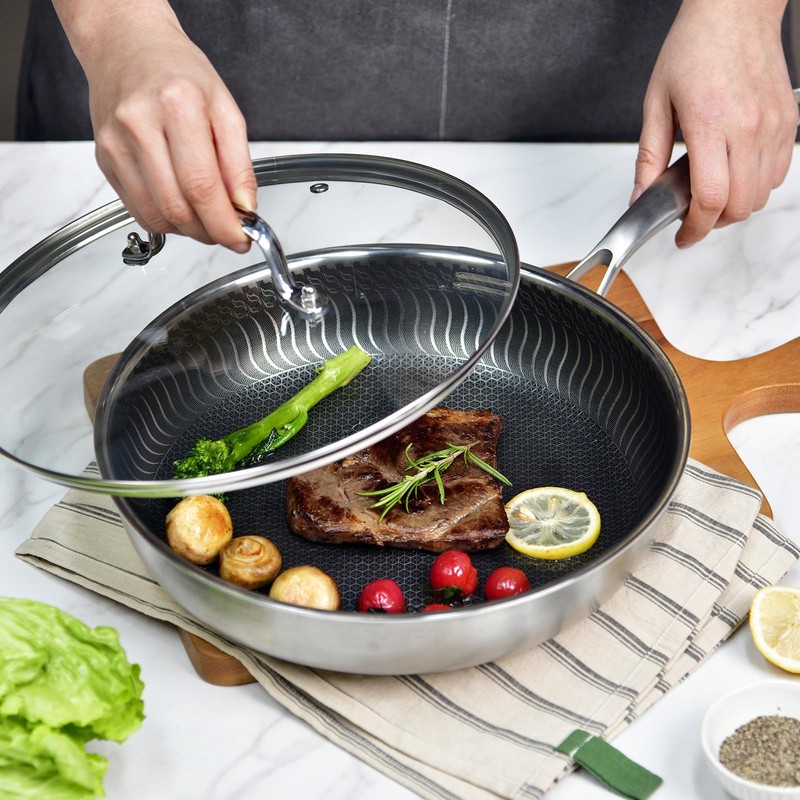 12 IN Glass Lid with Stainless Steel Handle for Frying
