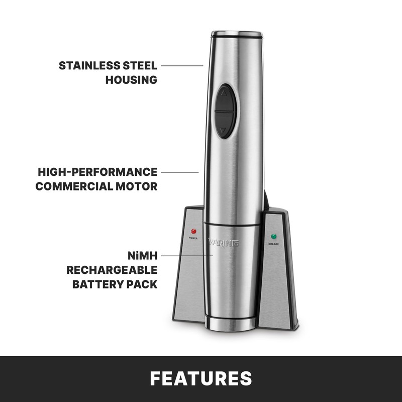 Waring Commercial WWO120 Portable Electric Wine Bottle Opener with Recharging