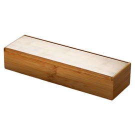 Cabilock Wooden Cutlery Box with Lid, Kitchen Chopsticks Box Utensils Drawer Organizer Bamboo Storage Case Countertop Silverware Container for Tableware