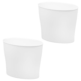 iDesign Small Oval Trash Ideal for Bathroom or Home Office-Set of 2-White-Made in USA Waste Can