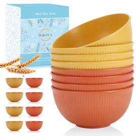 Wrova Wheat Straw Bowl Sets of 8,Unbreakable Cereal Bowl 26 OZ,Microwave and Dishwasher Safe Bowls,Bowl Sets suitable for Cereal,Salad,Snack and Soup.Fall-Maple Series