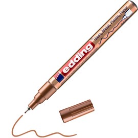 edding 780 Gloss Paint Markers – Copper – Pack of 1 Paint Marker – Extra-Fine Bullet Tip 0.8 mm – Paint Pen for Glass, Stone, Wood, Plastic and Paper – Waterproof, Highly Opaque, Very Thin
