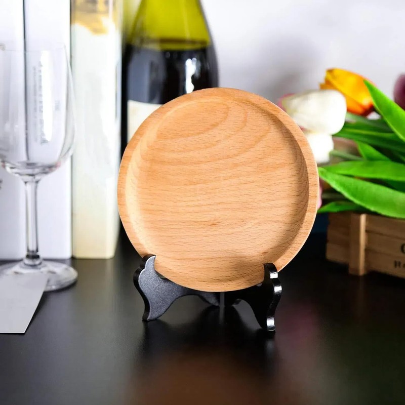 Tatuo 4 Packs Wooden Display Stand Decorative Plate Stands for