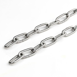 Bazeiona 2 Pcs 5/32" x 20 Inch Link Chain 304 Stainless Steel Coil Chain for Home, Outdoor, Camping, Pet Towing, Holiday Lights, 4MM