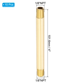 PATIKIL 1/8" x 1/8" NPT Male Brass Pipe Fitting Long Nipple, 25Pcs 4" Long Straight Pipe Fitting Connector Extender for Fuel, Air, Water, Oil, Gas System Connection, 1200PSI