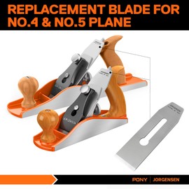 JORGENSEN No.4 & No.5 Wood Planer Blade - for No.4 Smooth Plane & No.5 Jack Plane, Professional Level O1 Steel, High Hardness & Long Edge Retention, 3mm Thickness Replacement Blade