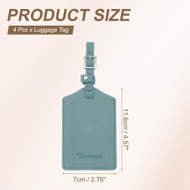 PATIKIL Suitcase Luggage Tags, Light Blue PU Leather Name Tags Airplane Bag Accessories Travel Essentials with Private Protection for Flying Hotel Check in Luggage Bags Men Women, 4 Pcs