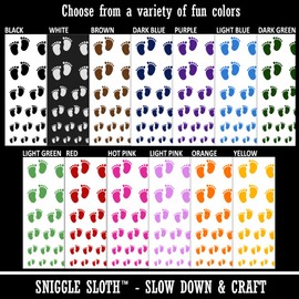 Baby Footprints Temporary Tattoo Water Resistant Fake Body Art Set Collection - Hot Pink (One Sheet)