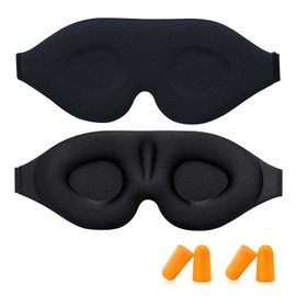 Eye Mask for Sleeping, 3D Eye Mask Blackout Eye Mask Comfortable Memory Foam Sleep Mask with Adjustable Strap for Sleeping, Nap, Meditation, Travel (Black)