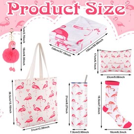 6 Pcs Flamingo Gifts for Women Flamingo Lover Gifts for Girls Her Animal Lover Gift for New Year, Valentines Day, Birthday, Pink Flamingo Blanket with Stainless Steel Tumbler Bags Cute Socks Keychain